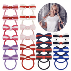 20pcs Small Bow Hair Tie For Girls Baby Bowknot Hair Ring Elastic Ponytail