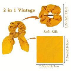 Fabric Hair Tie Long Ribbon Bowknot Scrunchie Ponytail Holder for Women Girls
