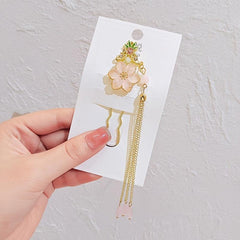 Hanfu Chinese Style Tassel Flower Hair Clip Vintage Barrette Hair Accessories