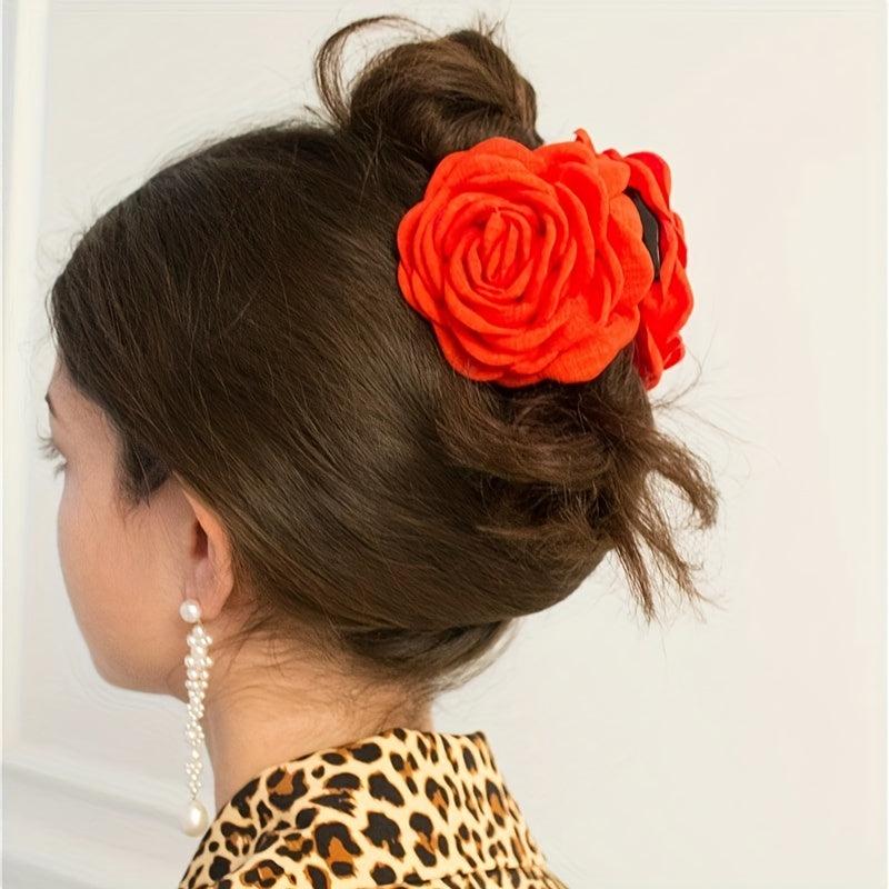 Fabric Flower Hair Claw for Women Girls Wedding Party Hair Claw