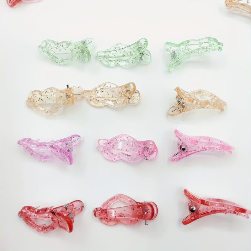 Heart Shaped Crystal Hair Clips With Sequins for Women and Girls