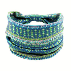 Boho Style Wide Headband for Yoga, Sports - Elastic Knotted Hairband