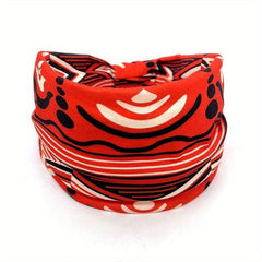 Boho Style Wide Headband for Yoga, Sports - Elastic Knotted Hairband
