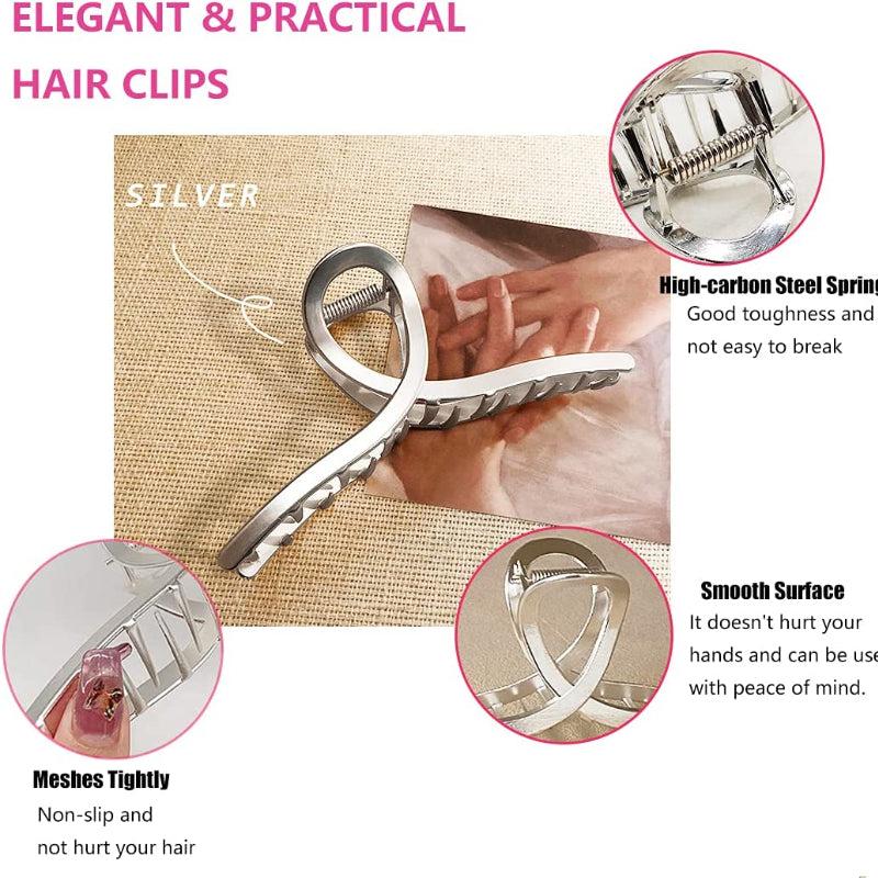 2pcs Alloy Hair Claw Nonslip Ponytail Holder Shark Claw Women Girls Hair Clip