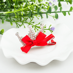 Princess Rhinestone Crown Hair Clip - Sweet Bow Duck Billed Clip