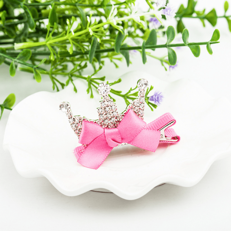 Princess Rhinestone Crown Hair Clip - Sweet Bow Duck Billed Clip