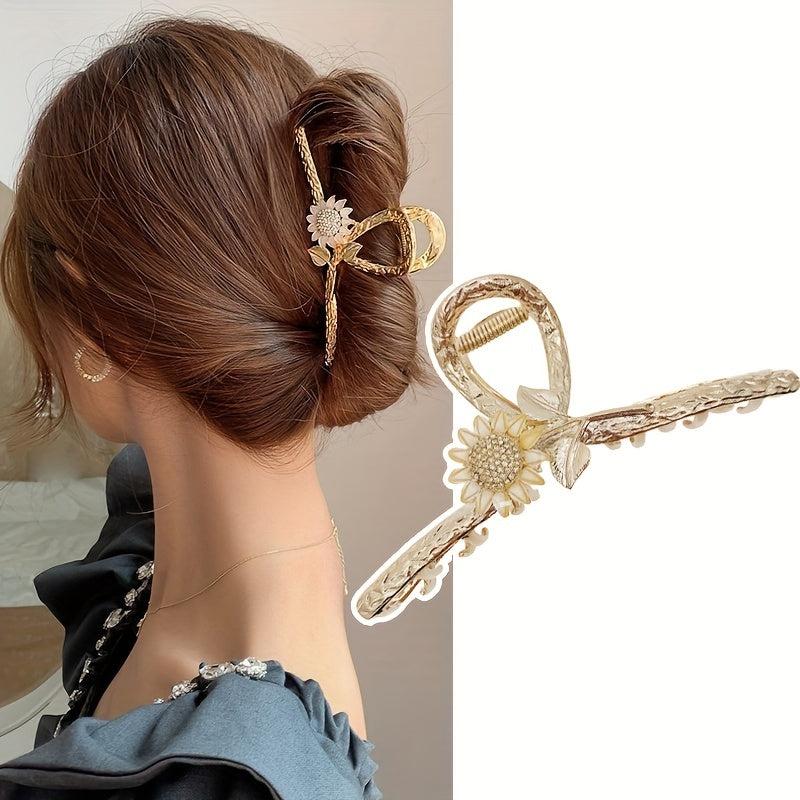 Metal Sunflower Hair Claw Alloy Hair Claw Flower Jaw Clip Nonslip
