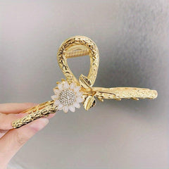 Metal Sunflower Hair Claw Alloy Hair Claw Flower Jaw Clip Nonslip