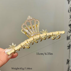 Metal Rhinestone Jade Stone Bamboo Chinese Hair Claw Nonslip Ponytail Holder