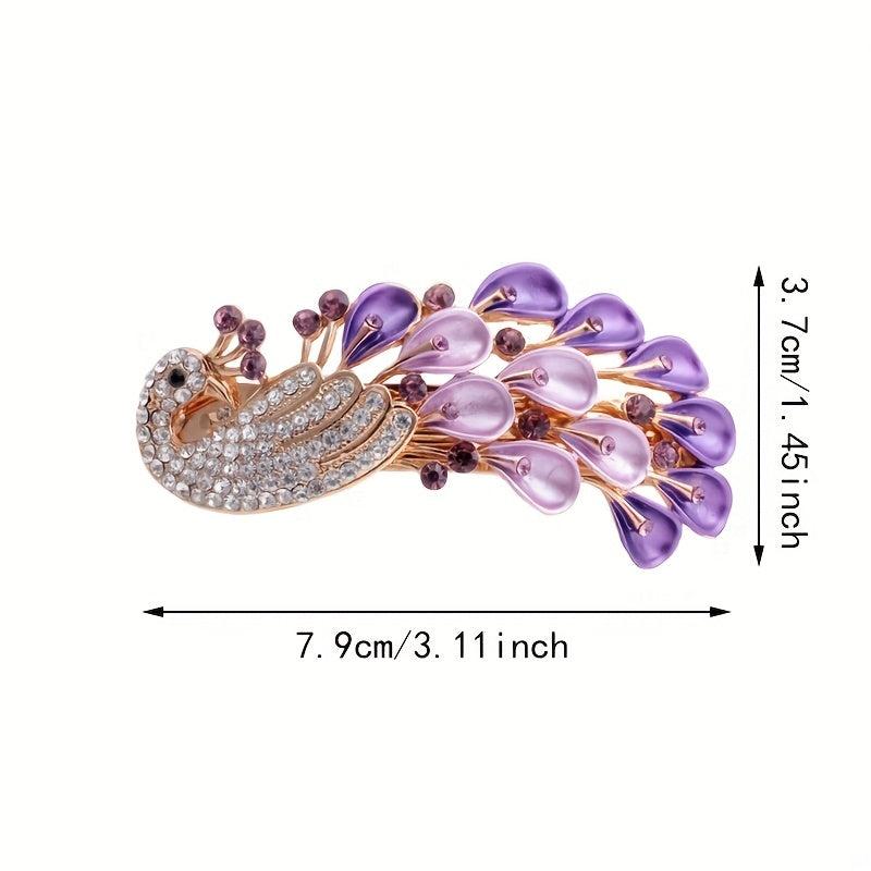Peacock Shape Hair Clip Rhinestone Multicolor French Barrette Hair Accessories