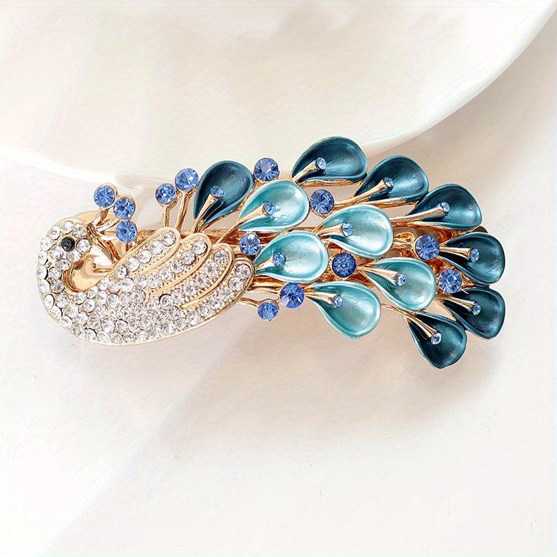 Peacock Shape Hair Clip Rhinestone Multicolor French Barrette Hair Accessories