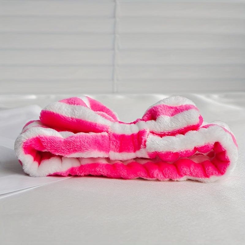 Striped Bowknot Decor Headband Soft Elastic Hair Band for Women Girls