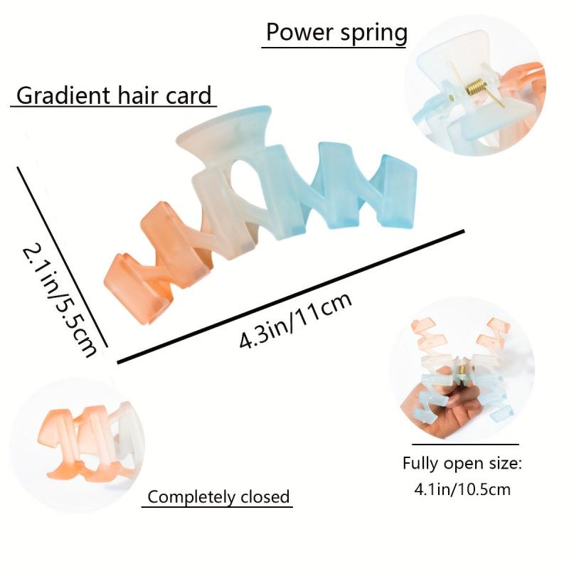 6pcs Gradient Twist Hair Claw Large Shark Claw Ponytail Holder Hair Accessories