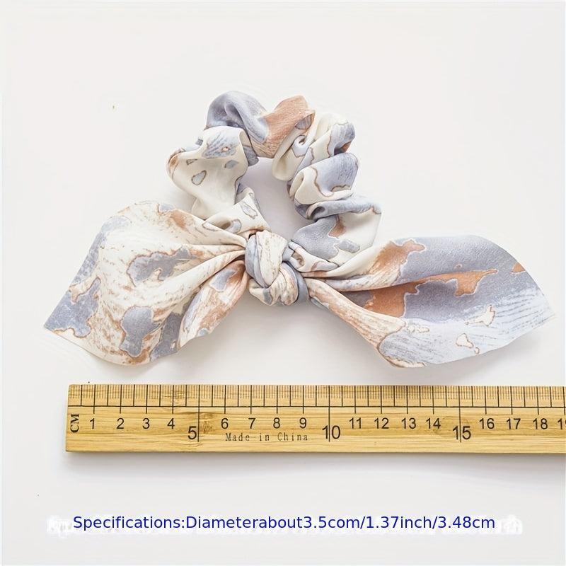 Tie Dye Retro Rabbit Ears Large Scrunchies Bowknot Hair Rope Ponytail Holder