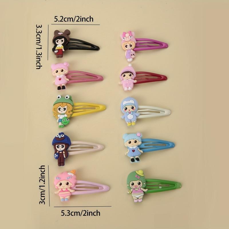 10pcs Colorful PVC Hair Clips for Girls Women