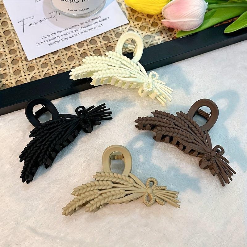 Frosted Hair Claw Wheat Ears Shaped Hair Claw Nonslip Ponytail Holder