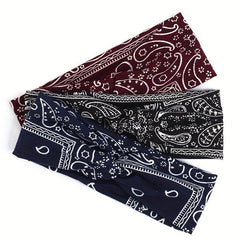 Floral Pattern Headband Elastic Boho Hair Band Cross Knotted Hair Accessories