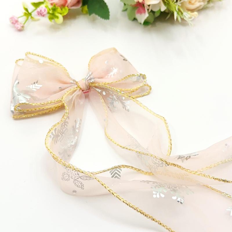 Snowflake Printed Hair Bow Clip Duck Billed