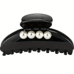 Faux Pearl Hair Claw Glossy Style Non-slip Ponytail Holder Women Girls Hair Claw