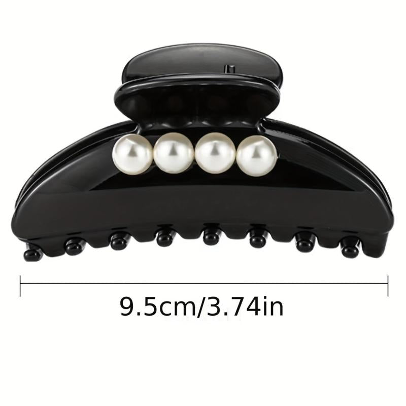 Faux Pearl Hair Claw Glossy Style Non-slip Ponytail Holder Women Girls Hair Claw
