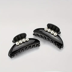 Faux Pearl Hair Claw Glossy Style Non-slip Ponytail Holder Women Girls Hair Claw