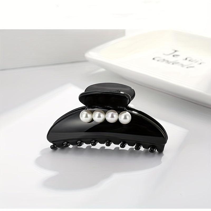 Faux Pearl Hair Claw Glossy Style Non-slip Ponytail Holder Women Girls Hair Claw