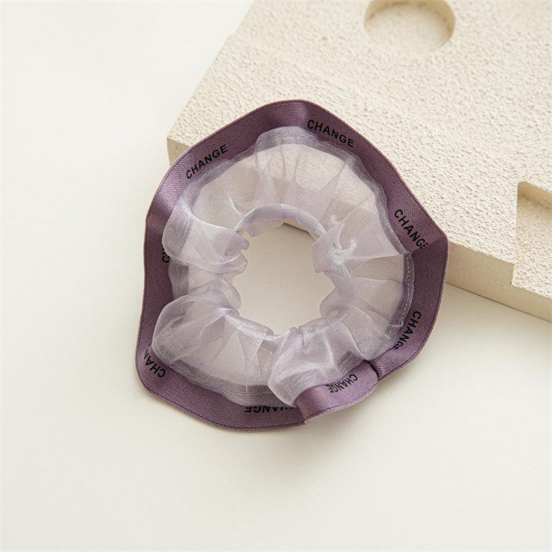 4pcs Organza Scunchies Contrast Trim Hair Tie Hair Rope Elastic Ponytail Holder