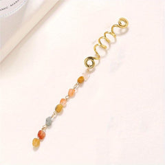 Braided Hair Ring Natural Stone Pendant Hair Buckle Dredlock Vintage Hair Clip