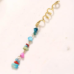 Braided Hair Ring Natural Stone Pendant Hair Buckle Dredlock Vintage Hair Clip