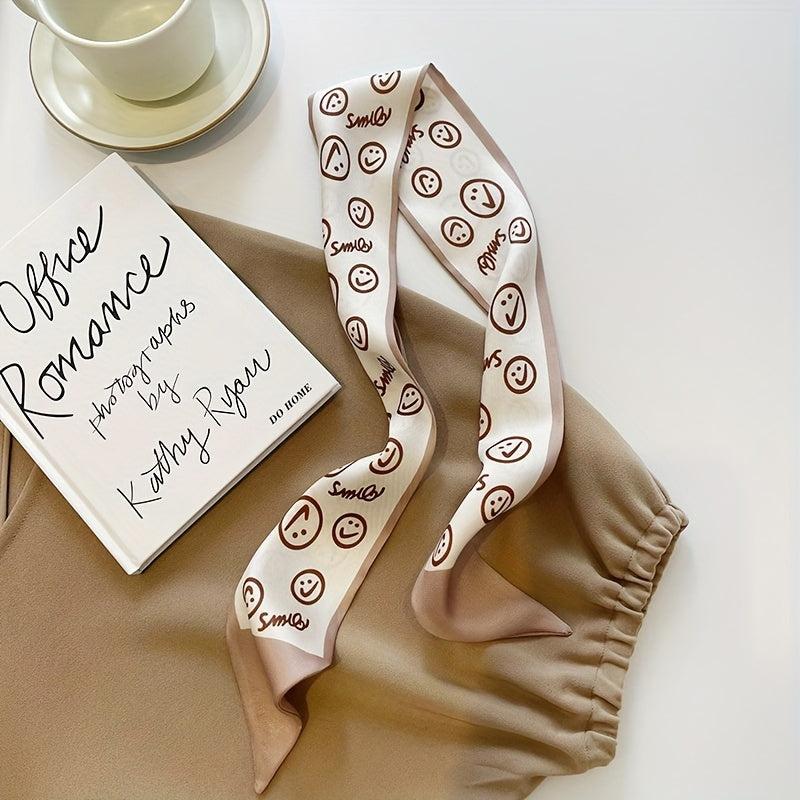 Floral Letter Pattern Hair Band Vintage Ribbon Hair Tie Narrow Satin