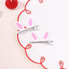 2pcs Rabbit Ears Decor Hair Clip Duck Billed Clip Sweet Hair Clip