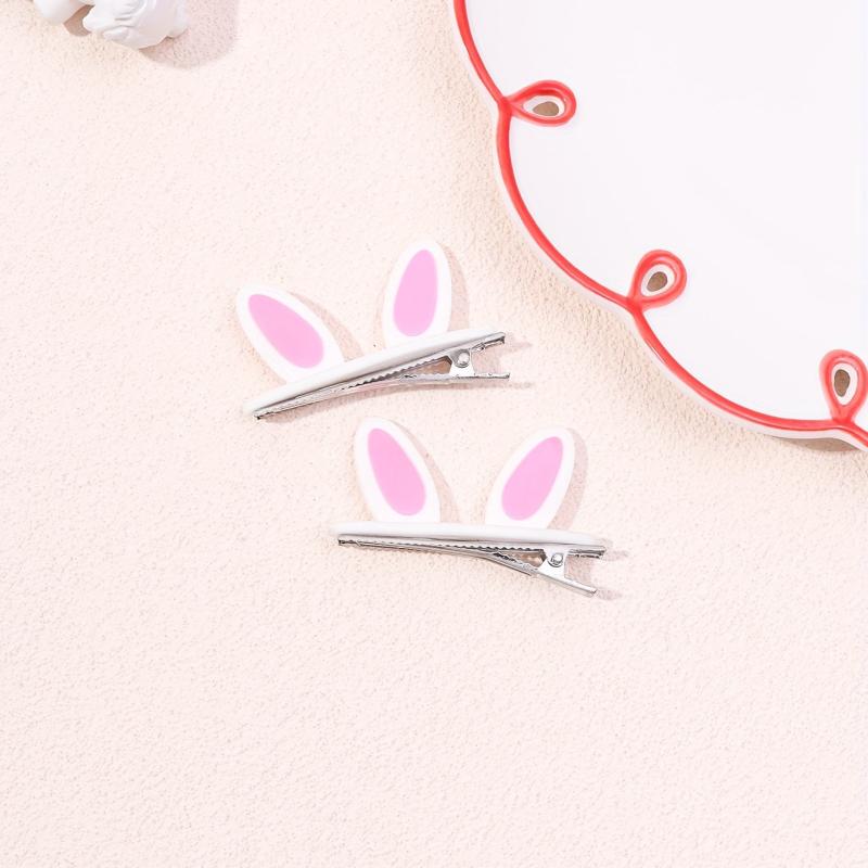 2pcs Rabbit Ears Decor Hair Clip Duck Billed Clip Sweet Hair Clip