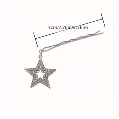Y2K Hair Pin With Star Tassel Rhinestone Star Decor Hair Pin Alloy Hair Clip