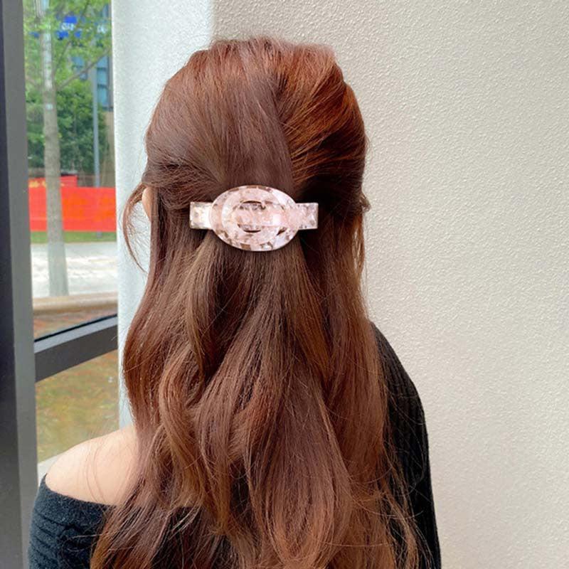Acrylic Large Barrette Ellipse Shaped Hair Clip for Women Girls