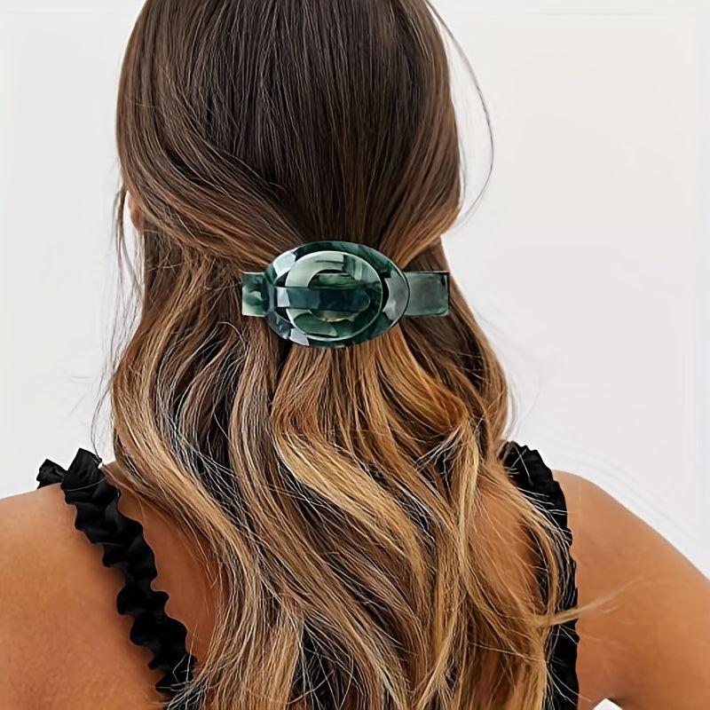Acrylic Large Barrette Ellipse Shaped Hair Clip for Women Girls