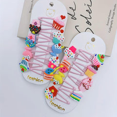 34pcs Cartoon Cup Cake PVC Hair Slides Clip Y2K Non Slip Hair Clips