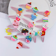 34pcs Cartoon Cup Cake PVC Hair Slides Clip Y2K Non Slip Hair Clips