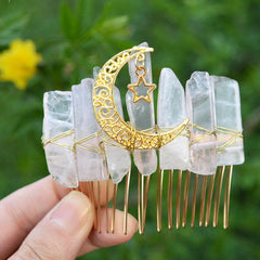 Citrine Moon Witchy Crystal Comb Mermaid Elven Hair Pin