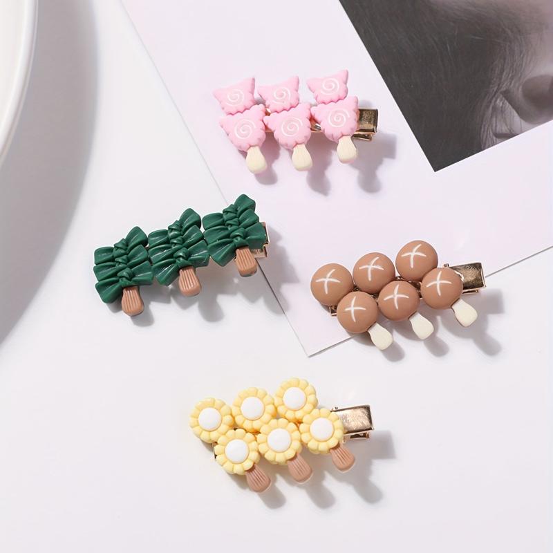 4pcs Cartoon Food Hair Clip Duck Billed Clip Side Bangs Accessory