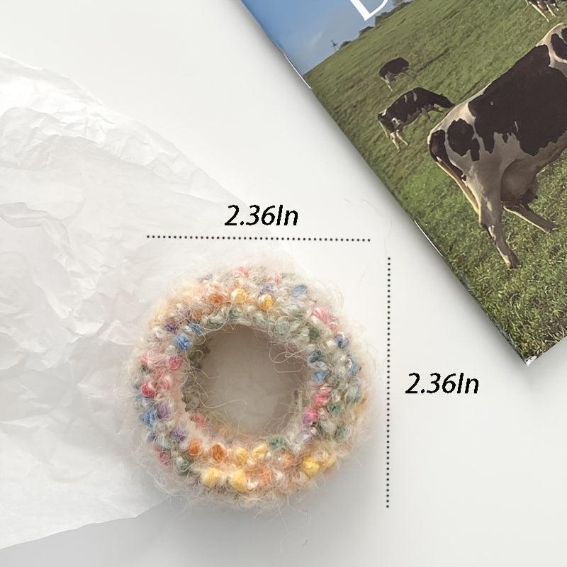 Knitted Plush Hair Ring Autumn Winter Elastic Headband Iridescent Scrunchies