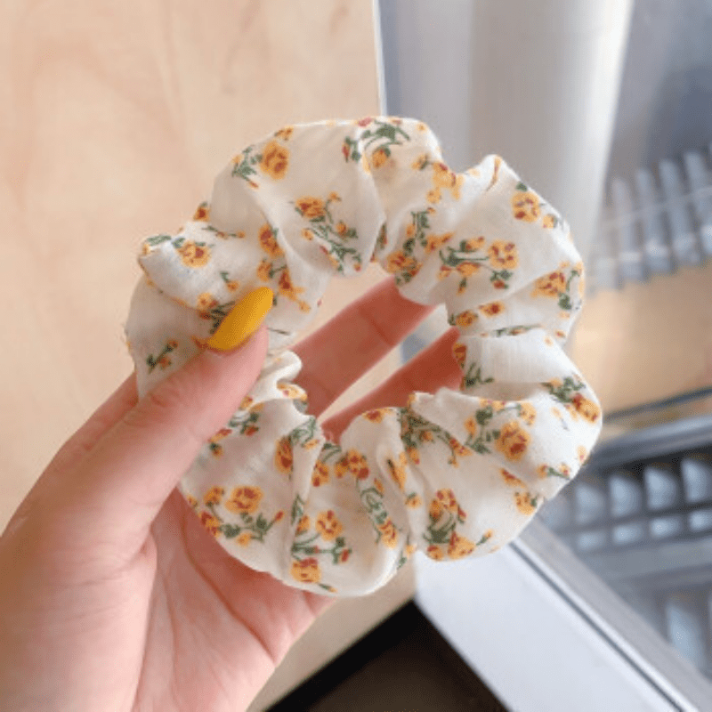 Sweet Scrunchies Hair Tie Plaid Floral Elastic Ponytail Holder