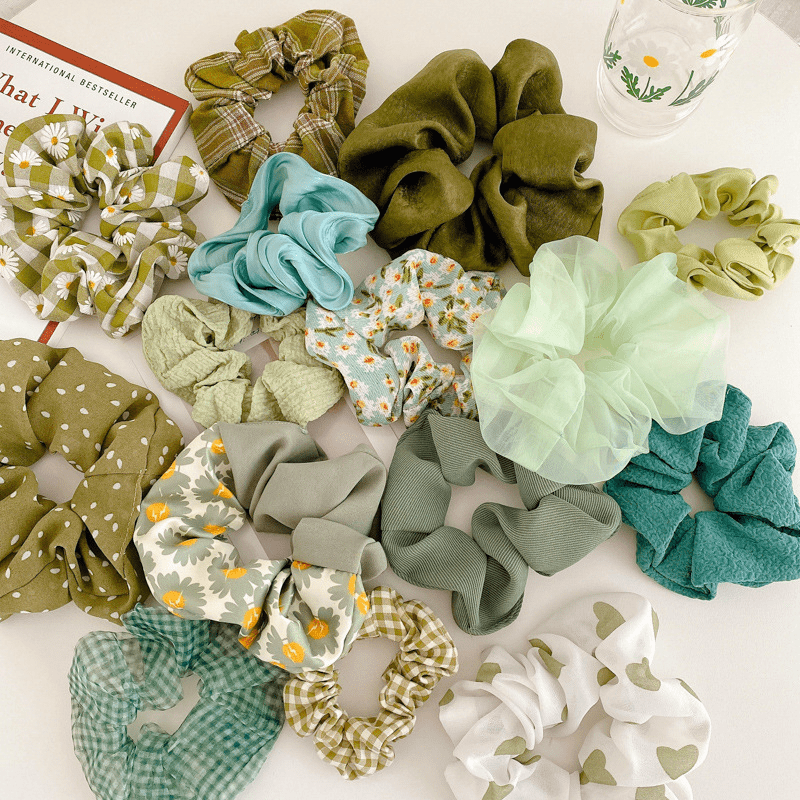 Sweet Scrunchies Hair Tie Plaid Floral Elastic Ponytail Holder