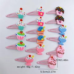 16pcs Cartoon Ice Cream Hair Clip Snap Clip Y2K Hair Slides Clip Non Slip