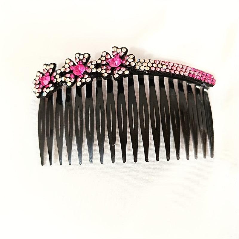 6pcs Rhinestone Flower Hair Comb Pin for Side Hair Bang