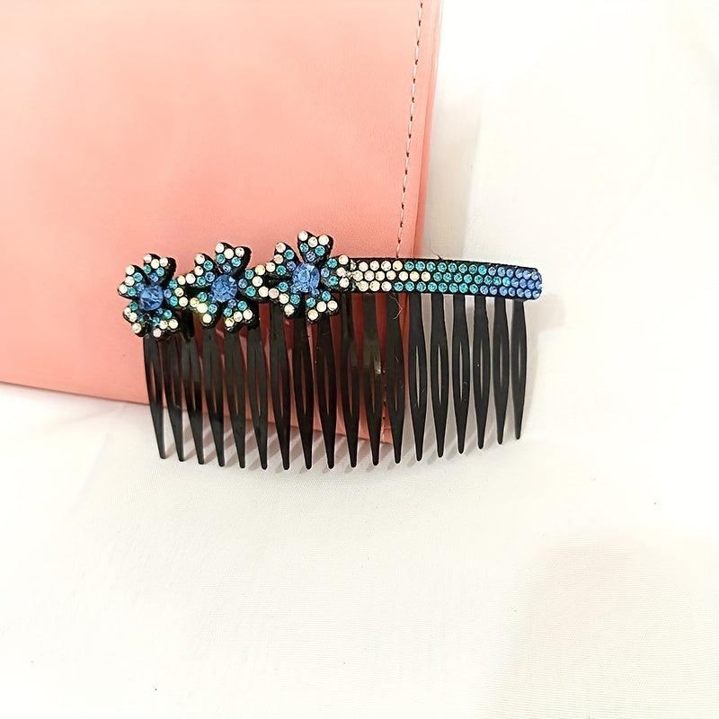 6pcs Rhinestone Flower Hair Comb Pin for Side Hair Bang