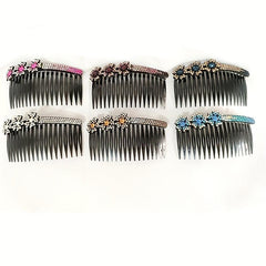 6pcs Rhinestone Flower Hair Comb Pin for Side Hair Bang