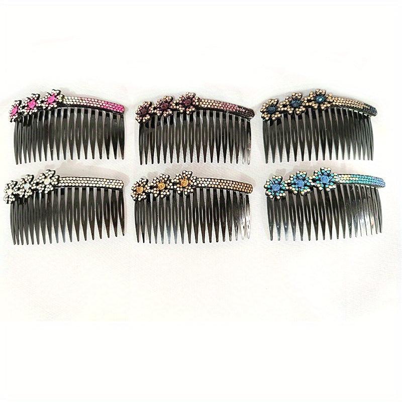 6pcs Rhinestone Flower Hair Comb Pin for Side Hair Bang