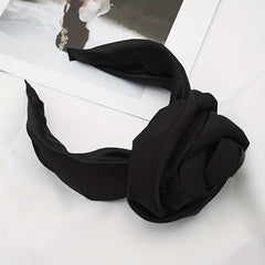 Wide Flower Headband Rose Hair Band Satin Hoop Sweet Accessories