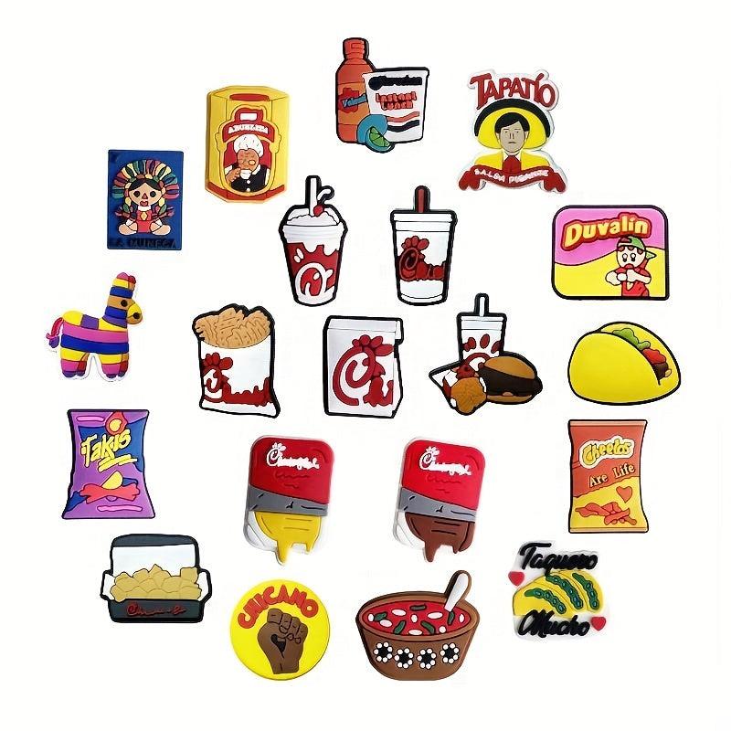 20 PCS Mexican Style Food Shoe Charms Decorations for Kids & Adults
