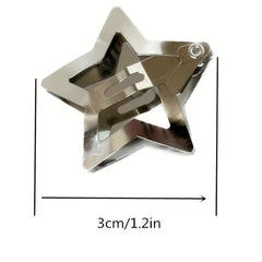 10pcs Y2K Silvery Star Snap Clip Alloy Hair Clip Sweet Duck Billed Hair Clip